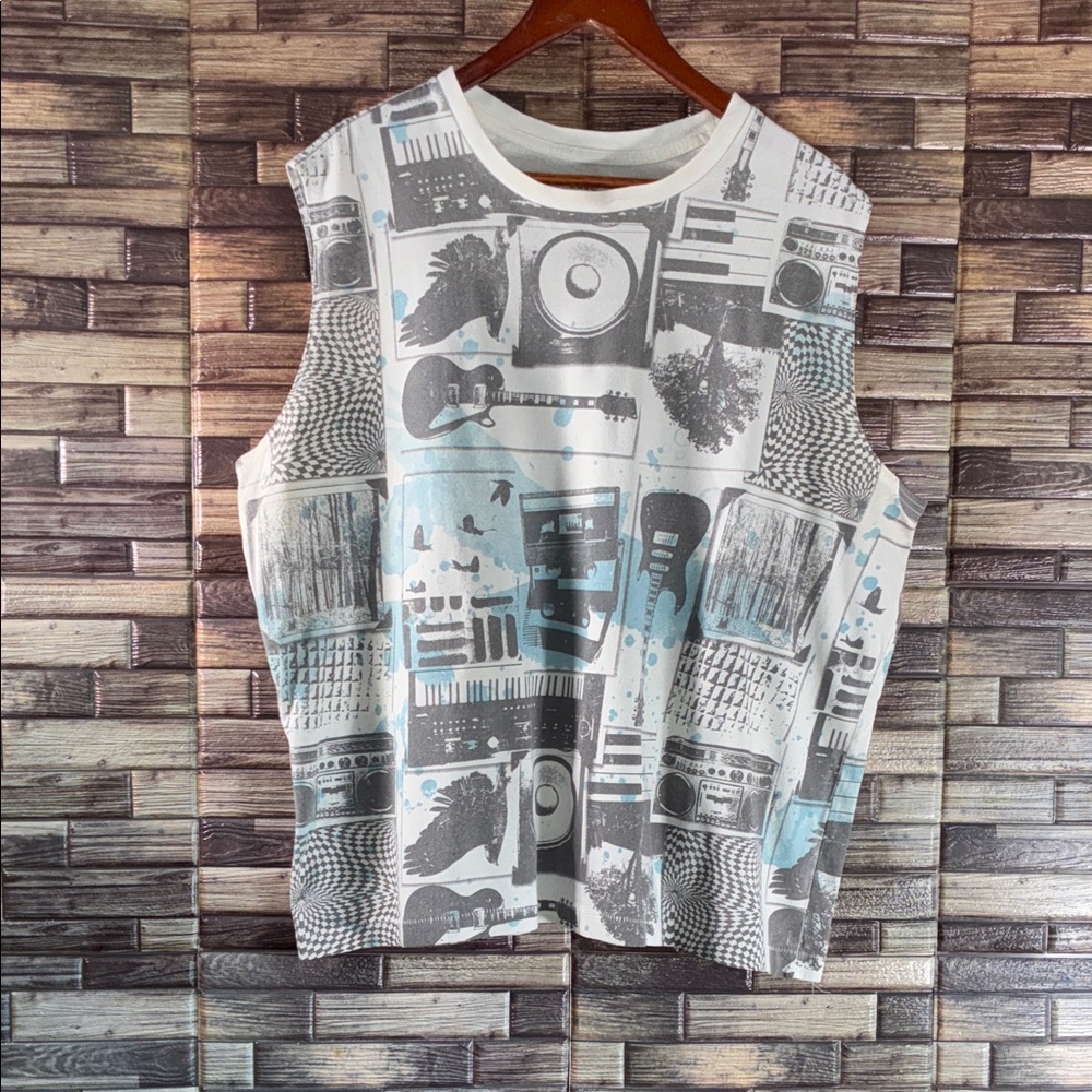 Vintage NoBo Graphic Print Music Sleeveless Top XL
